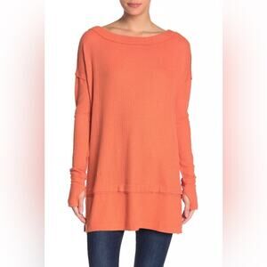 Free People We the Free North Shore Thermal Tunic Top Knit Sweater thumb holes M